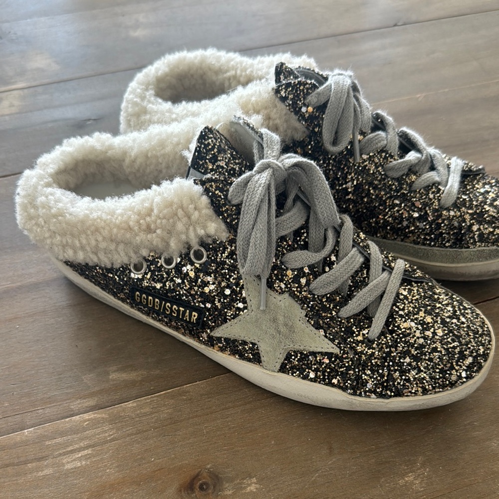 Golden Goose Kids Glitter Sneakers - Black and Gray